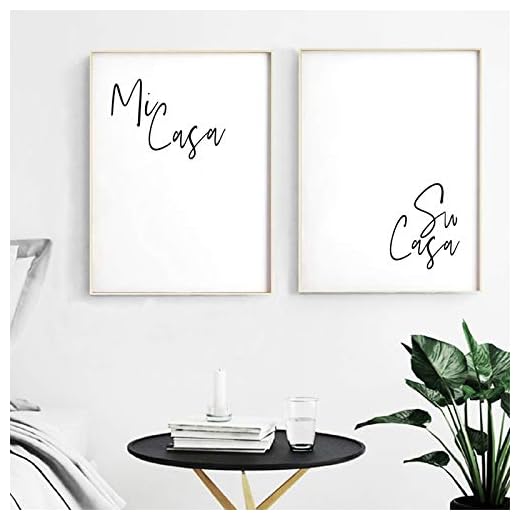 Mi Casa Es Su Casa Skriv ut Gästrum Väggdekor Spanska citat Modern Minimalism Posters Svart Vit Bild Heminredning19,6”x 27,5”(50x70cm)x2 Ingen ram