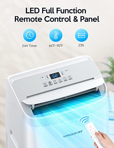 VAGKRI Portable Air Conditioners 12000 BTU ASHRAE (8150 BTU DOE/SACC),3-in-1 AC Unit with Fan & Dehumidifier Cools up to 500 sq.ft,Smart/Sleep Mode,3 Speeds,Auto Swing,24H Timer