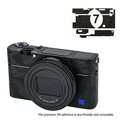 Anti-Scratch Camera Body Skin Cover Protector Film For Sony Rx100Vii Rx100M7 (Fits Rx100 Vii Only) - 3M Sticker/Shadow Black Camouflage Pattern #TOP7