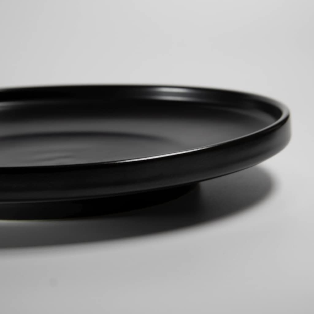Kadum Platos de desayuno de cerámica negros, 6 unidades, cuencos gourmet, platos llanos de cerámica, 26 cm, color negro, 6 piezas
