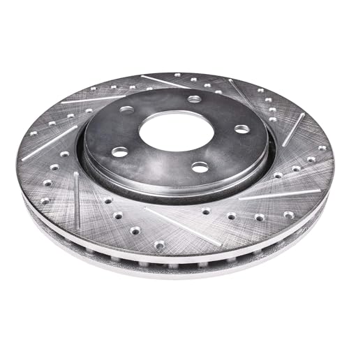 Image of Detroit Axle - 12.28 inch (312mm) Front Brake Rotors for 2005-2010 Dodge Dakota, 2011 Ram Dakota, 06-09 Mitsubishi Raider, Drilled & Slotted Brake Rotors 2006 2007 2008 2009 Replacement Rotors