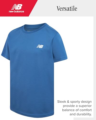 Image of New Balance Boys Shorts Set - 4 Piece Short Sleeve Boy TShirt & Gym Athletic Shorts for Boys - Kids Youth Activewear Set