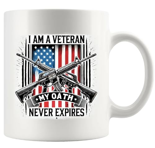 Taza de cerámica para veteranos 11 oz blanca miniatura 1