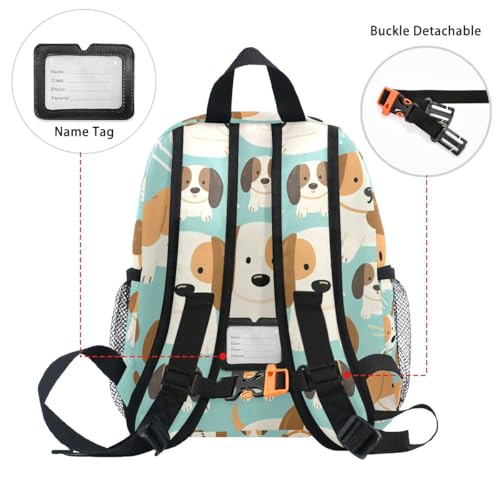 Adorable Puppies Turquoise Toddler Girls Boys Backpack Kids School Bookbag with Name Tag4