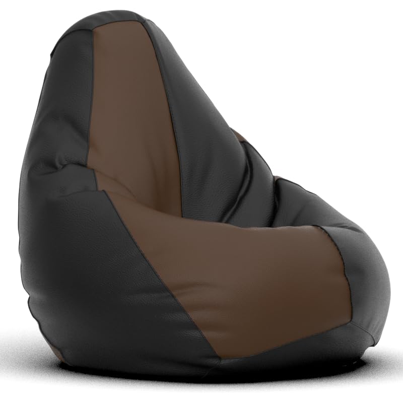 Image of Biggie Bean Bag Kids Bean Bag Chair with Beans Filled-Perfect for Living Room,Bedroom,Study-Sale Design(Regular-Black Brown)-Faux Leather