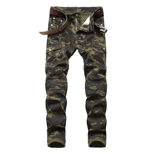 Jeans camouflage pour hommes avec poches cargo et tissu léger ZDJSWJ