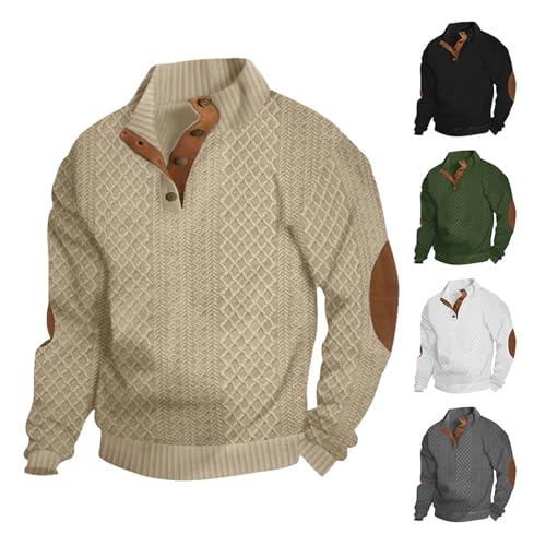 Dudlle Men's Cashmere Sweaters, Men's Outdoor Casual Cable Knit Pullover Sweaters, Vintage Pullover Collar Sweater