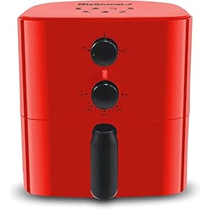 Elite Gourmet EAF-3218R Personal 1.1 Quart Compact Space Saving Electric Hot Air Fryer Oil-Less Healthy Cooker, Timer & Temperature Controls, Red.