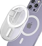 AUROX pour MagSafe Poignée de téléphone avec bande de doigts, Support de poignée de téléphone magnétique pour support Magsafe, Compatible avec MagSafe Accessoires seulement pour iPhone 17 16 15 14 13 12 Series, Transparent