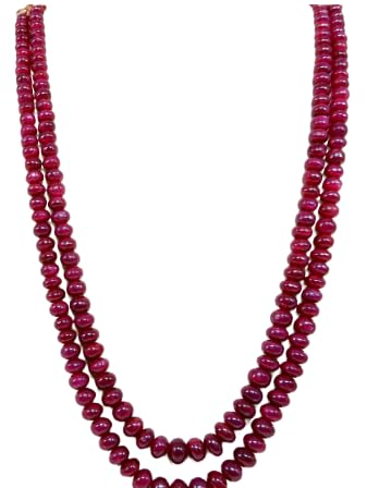 Gemstone King Natural Ruby Mala 108 Beads Crystal Ruby Beads Necklace