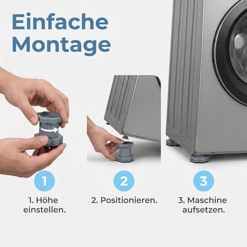 Hnonoxy 4 Stück Waschmaschine Schwingungsdämpfer,Universal Verstellbare Waschmaschine Fußpolster Rutschfester Stoßdämpfungs Waschmaschine Füße Pad für Trockner,Tisch,Möbel,Kühlschrank