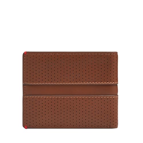 Image of Fossil Men's Sport Tourer Leather Bifold Flip ID Wallet; Slim Wallet for Men, Brown