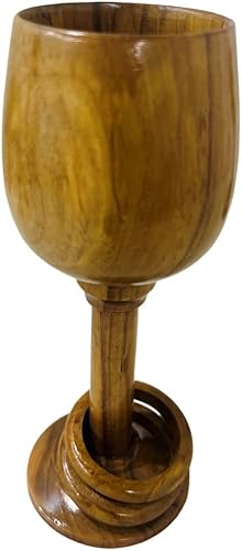Miniatura 1 de Copa de vino rústica de madera hecha a mano con anillos decorativos, estilo vikingo, cáliz King Cup para cerveza, vino escocés, regalo único