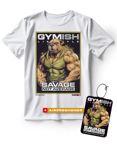 Pitbull Savage Not Average Workout Gym Shirt for Men with Air Freshener Gift Set, XX-Large