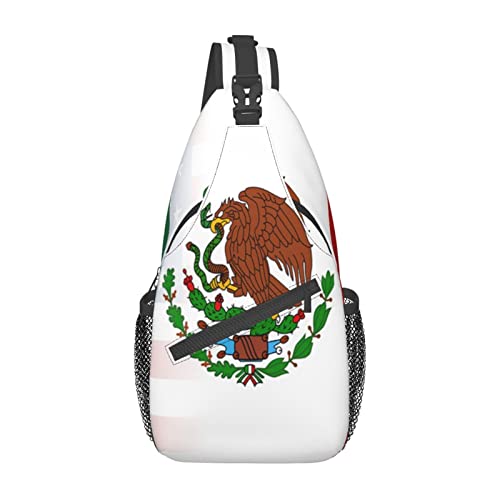 Mochila bandolera unisex con diseño bandera México-EEUU miniatura 2