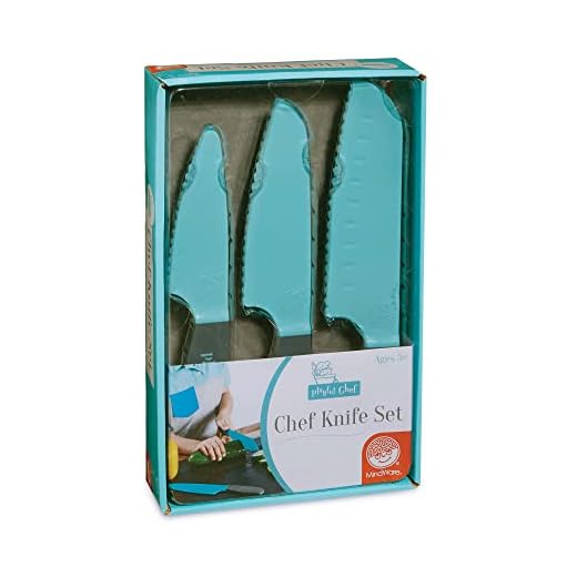 Playful Chef: Safety Knife Set for Kids – 3 Knives Plastic Blades with Serrated Edges – Real Cooking Supplies for Boys & Girls – Safe for Little Hands Ages 5 & up