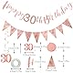 Geburtstag Deko, Geburtstagsdekoration, Roségold, Banner Bunting Swirls,Wirbel Set, Spiralen Geburtstagsdeko, Frau Luftschlangen, Triangle Flag für 18, 30, 40, 50 (30)