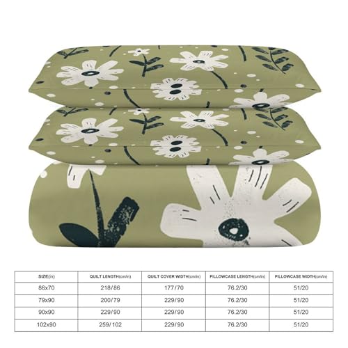 Parure de lit microfibre douce effet soie motif fleurs lit double 3 pcs