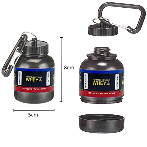 Image of Amazing Whey loader Protein Carry Funnel Portable Protein Whey or Supplement Powder Combo Pack of 2 Carrying Whey Funnel and Container Box with Key-Chain (BLACK-2)