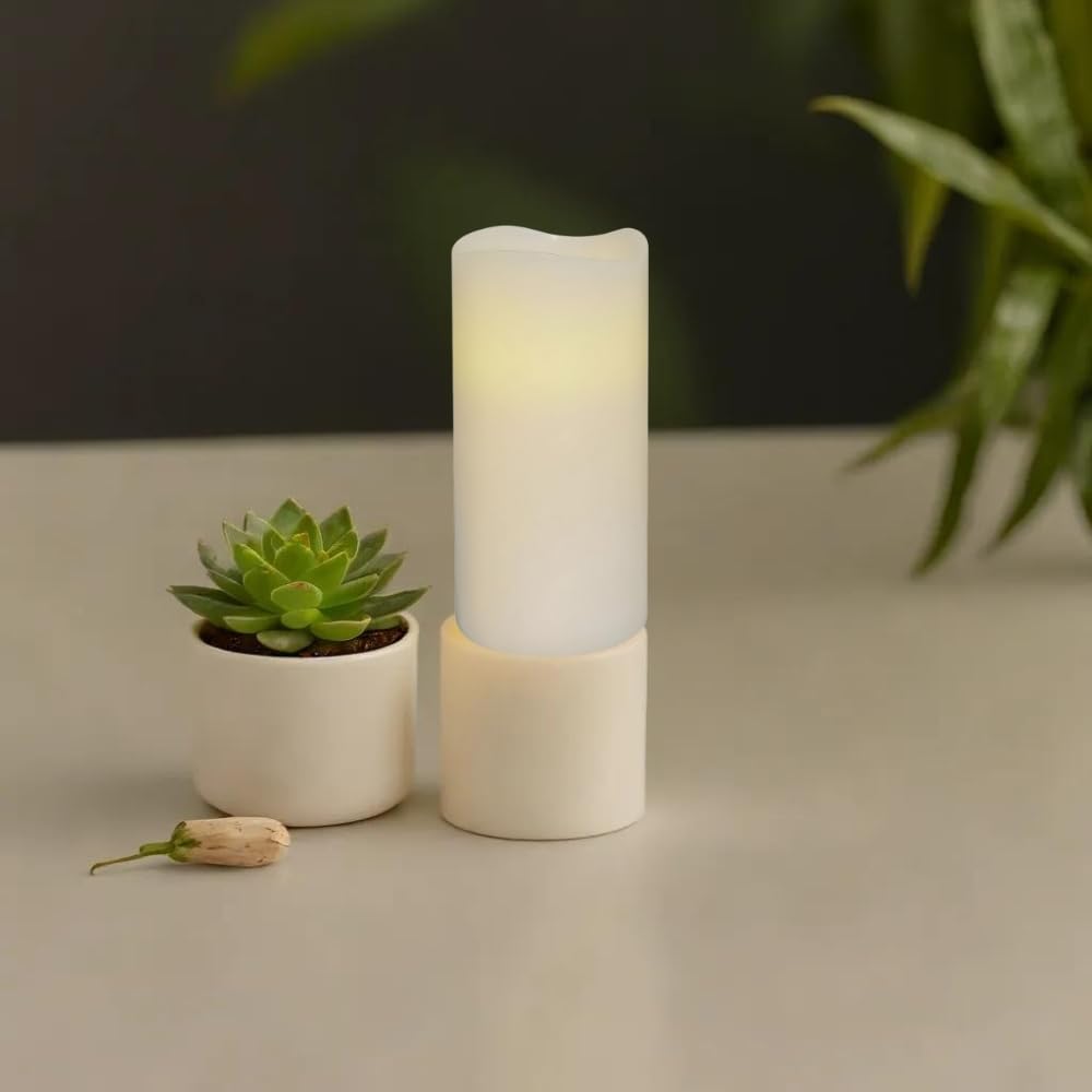 Bright Star Designs Valencia LED Taper Candles – 4-Pack, Wireless, 8-Hour Timer, White/Gold, 10.4 Inches