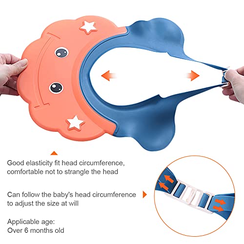 Image of 2 Pcs Baby Shower Cap Adjustable Girls Boys Hair Washing Shield Waterproof Ear Protective Shampoo Hat Soft Bath Head Cap Visor