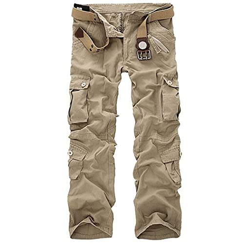 Pantalon cargo jaune pour homme style militaire coupe ample taille 34