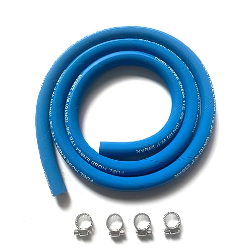 Image of Fuel Line Hose 3 /8 inch inch, 6AN High Pressure Hose 2.8Mpa 400PSI 10mm 5FT for Fuel Systems Engines Tube Hose Blue Multiple Size Options (Attached Hose Clamp)