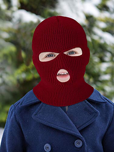 Image of SATINIOR 3 Holes Ski Mask Full Face Cover Outdoor Balaclava Winter Knitted Neck Gaiter for Halloween Sports Cycling