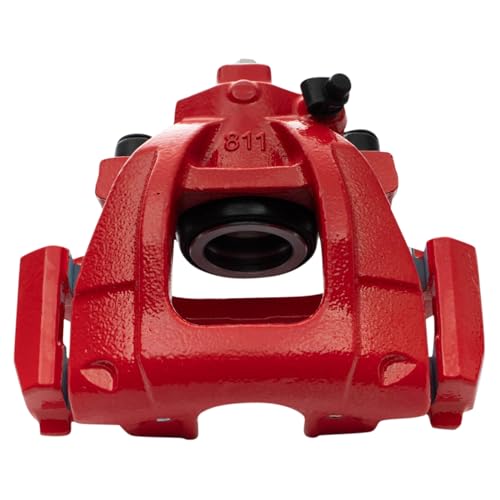 Image of TRQ Front Left Brake Caliper Performance Red Drivers Side | For 2002-2008 Mini Cooper