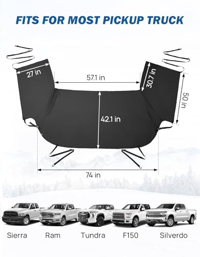 Image of JOYTUTUS Windshield Snow Cover for Full-Size Truck Extra Large Pickup Windshield Cover for Ice and Snow Compatible with Ford F150 F250, Ram, Silverado, Sierra, Tundra