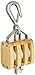 Indusco 16900131 5" Triple Wood Manila Rope Block with Hook, 2400 lbs Load Capacity, 5/8" Rope, 3" Sheave