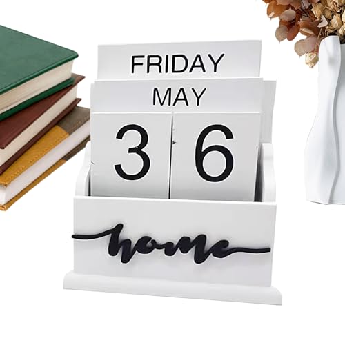 Calendario de escritorio de madera duradero con acabados retro para decoración premium