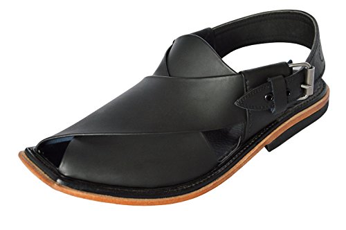 Peshantis Men's Sandals Handmade, Black 