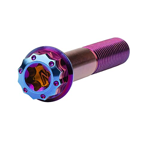Image of Titanium Flange 12 Point Head M8 x15 20 25 30 35 40 45 50 55 60 65mm Screw Bolt Pack of 4 (M8x45mm, Burning Blue)