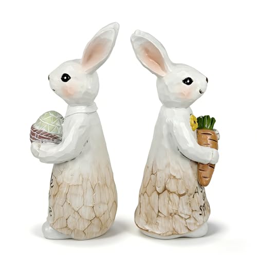 Figuras de Conejo de Pascua de Resina Decorativas 2 piezas miniatura 7
