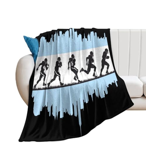 Football Players and Chicagocity Flag Soft Flannel Blanket Throw Fashion Plush Blankets Lightweight Throws for Couch Bed 50