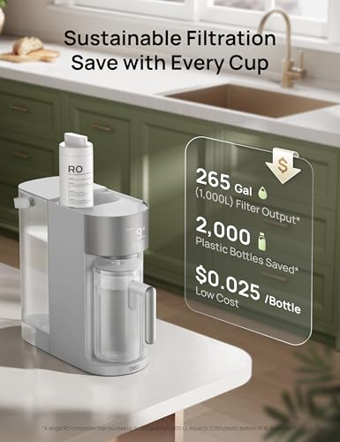 Image of DREO Reverse Osmosis Water Filter Countertop, RO Filtration System, 3:1 Pure to Drain, TDS & Filter Life & 2 Autofill Pitchers, Install-Free, Self-Cleaning Water Purifier, RO Water Filter