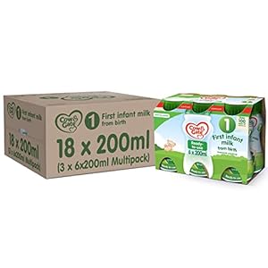 Cow & Gate 1 First Infant Baby Milk Ready to Use Liquid Formula, from Birth, 200 ml, (Pack of 18)