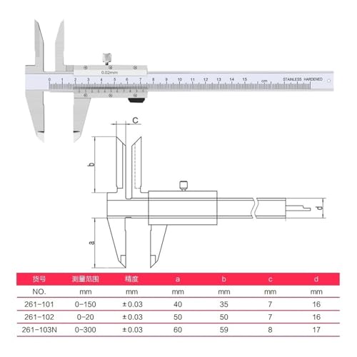 Calibrador Vernier Mandíbula Larga 0-150/200/300mm miniatura 3