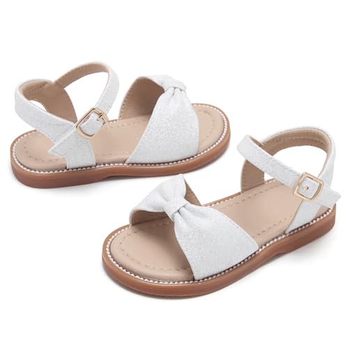 Image of Kolan Toddler Girl Sandals Open Toe Flat Princess Dress Shoes Little Kids