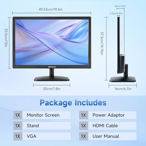 Image of OkVrxyztnl19.5 HD 1440x900 PC Monitor 75Hz Refresh Rate 5ms Built-in Speaker, HDMI x1, VGAx1 Mounting Suitable for laptops, Office Computers and desktops