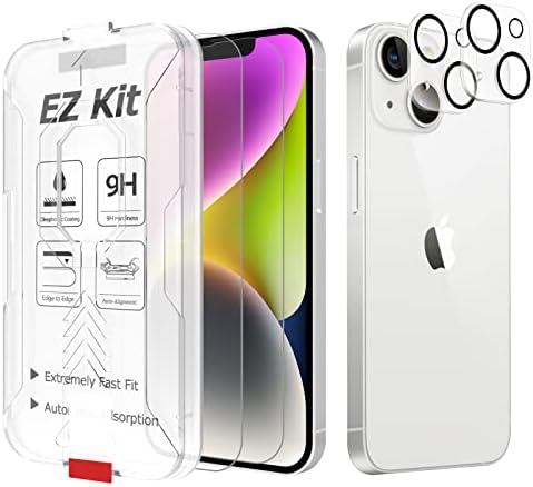 Bioton [2+2 pack Tempered Glass Screen Protector Compatible with iPhone 14 Plus (6.7 inch, 2022) with 9H Hardness Camera Lens Protector, [HD Clear] [EZ Kit] [Case Friendly]