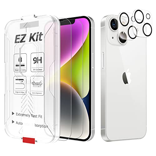 Bioton [2+2 Pack Tempered Glass Screen Protector Compatible With Iphone 14 Plus (6.7 Inch, 2022) With 9H Hardness Camera Lens Protector, [Hd Clear] [Ez Kit] [Case Friendly] #TOP3