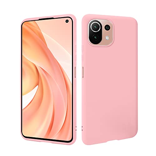HSP Hülle für Xiaomi Mi 11 Lite 4G / 5G / 5G NE [Staubabweisend] Handyhülle | Premium TPU Silikon Case Schutzhülle | Kratzfest Stoßfest Fallschutz | Kabelloses Laden | Passgenau Dünn Matt | Rosa