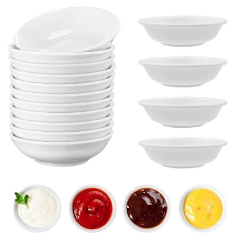 LiuHancsqd Juego de 17 cuencos para salsa de soja, 7,2 x 1,9 cm, redondos, blancos, pequeños cuencos para salsas, mini cuencos para salsa, juego de cuencos para sushi, salsa, especias, aperitivos