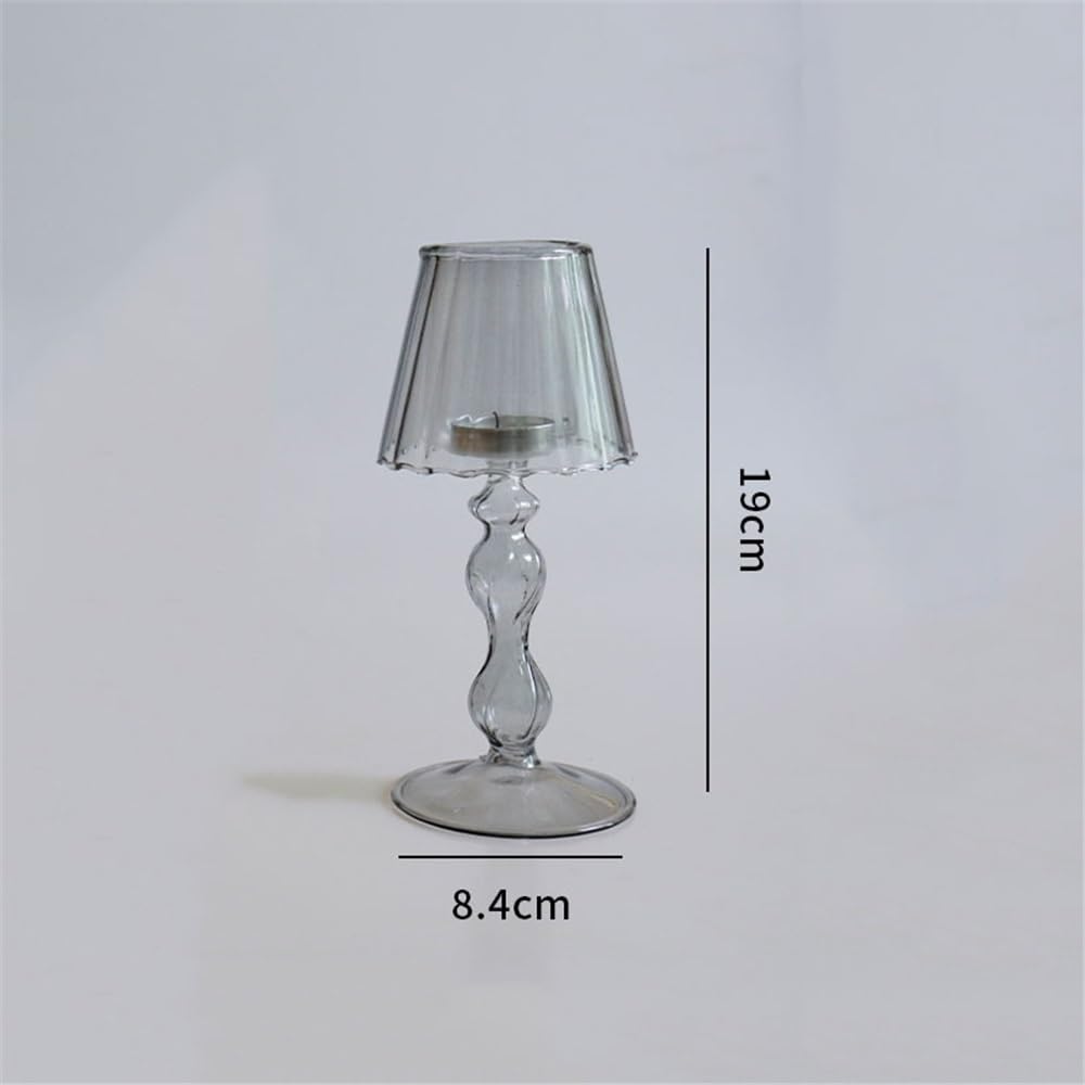 Świeczniki stołowe Retro Lampa Stołowa Styl Szklany Świecznik Dekoracja Domu Osobowość Ozdoby do domu(Blue)