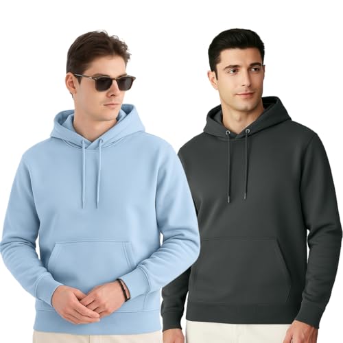 Sweat à capuche pour homme vêtement sport graphite bleu poudré M