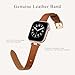 STIROLL Thin Leather Band Compatible with Apple Watch Bands 41mm 40mm 38mm 42mm(Series 11 10) Women, Stylish Top-Grain Leather Strap Slim Wristband for iWatch SE3/2/1 Series 9 8 7 6 5 4 3 2 1, Brown/Rose Gold