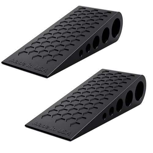 Door Stoppers for Bottom of Door Premium Floor Rubber Door Stop Wedge Made in USA Heavy Duty Honeycomb Design for Carpet, Tile, Ideal for Home, School, Commercial, Black 2-Pack