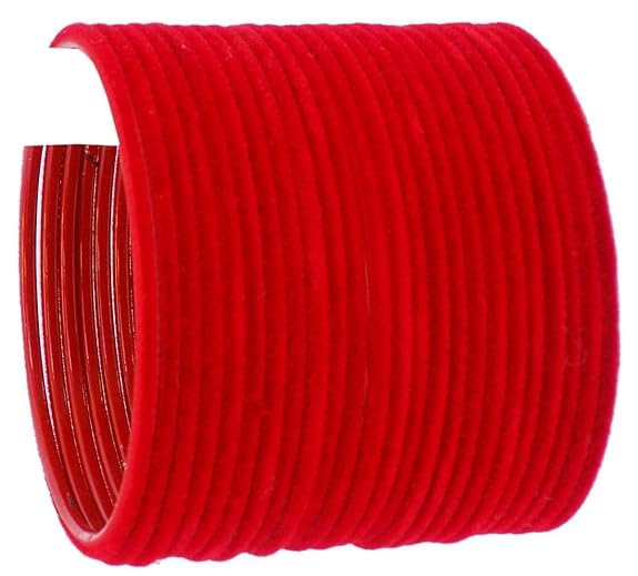 Soft Velvet Bangles for Women & Girls | Set of 24 Traditional Glossy Bangles | Lightweight Ethnic Jewellery for Wedding-image-21